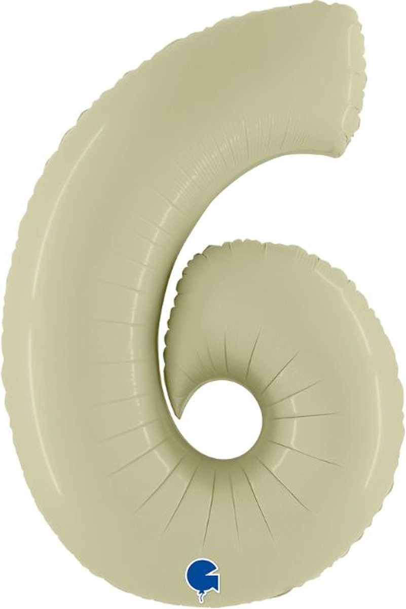 Folieballon Cijfer 6 Satin Olive green - 100 cm