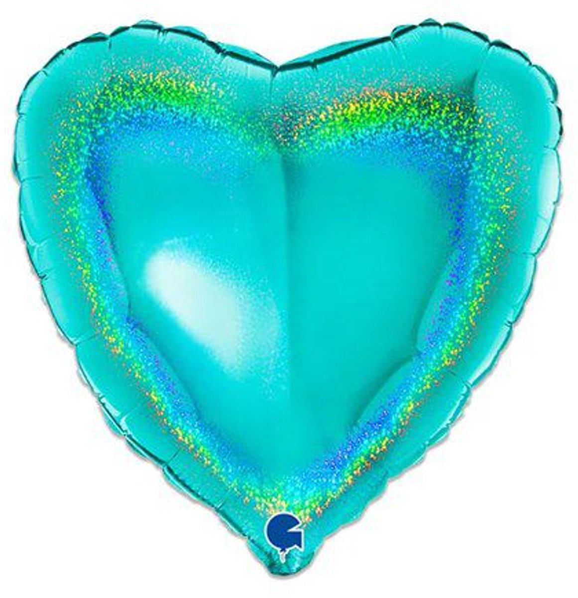 Folieballon Hart Glitter - Tiffany - 45 cm - Helium- en Luchtvulling