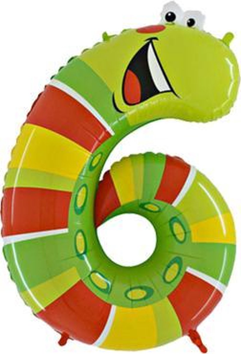 Folieballon cijfer 6 Rups 100 cm