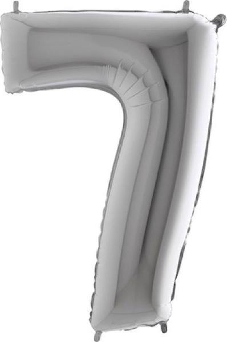 Grabo Balloons - Folieballon - Cijfer 7 - zilver - 66cm