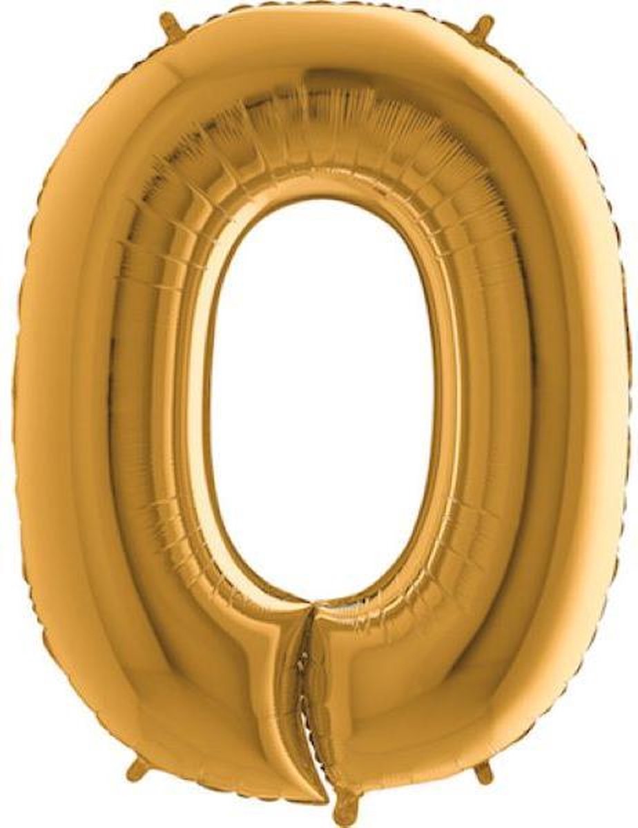 Grabo Balloons - Folieballon - cijfer 0 - goud - 66cm