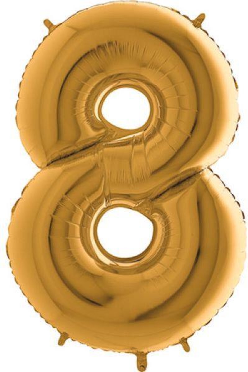 Grabo Balloons - Folieballon - cijfer 8 - goud - 66cm