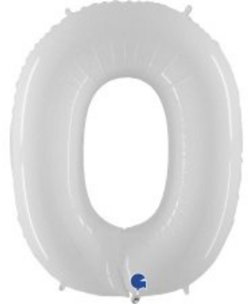 Cijferballon 0 - wit - 102cm Grabo