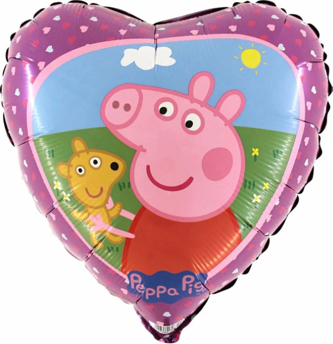 Folieballon Peppa Pig en Teddy- hartvormig- zonder vulling