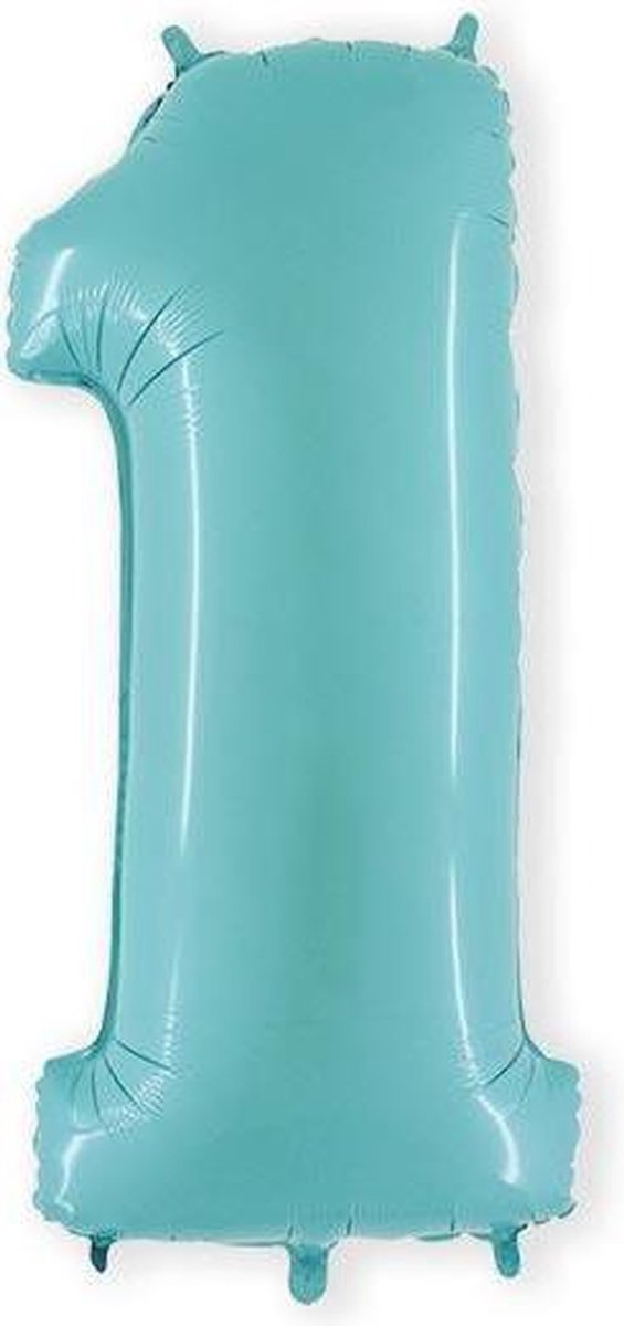 Folieballon cijfer 1 l.blauw (100cm)