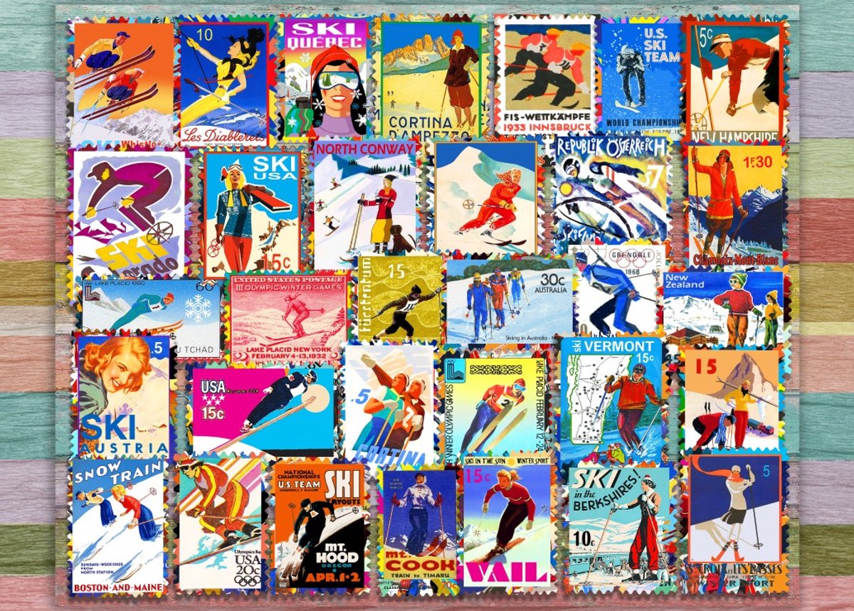 Grafika legpuzzel Ski Stamp Posters - 500 stukjes puzzelplezier.