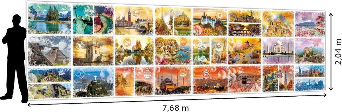 Reis rond de wereld (legpuzzel, 48000 stukjes, 768 x 204 cm) Let op: voorbestelling, leverbaar vanaf 15 mrt