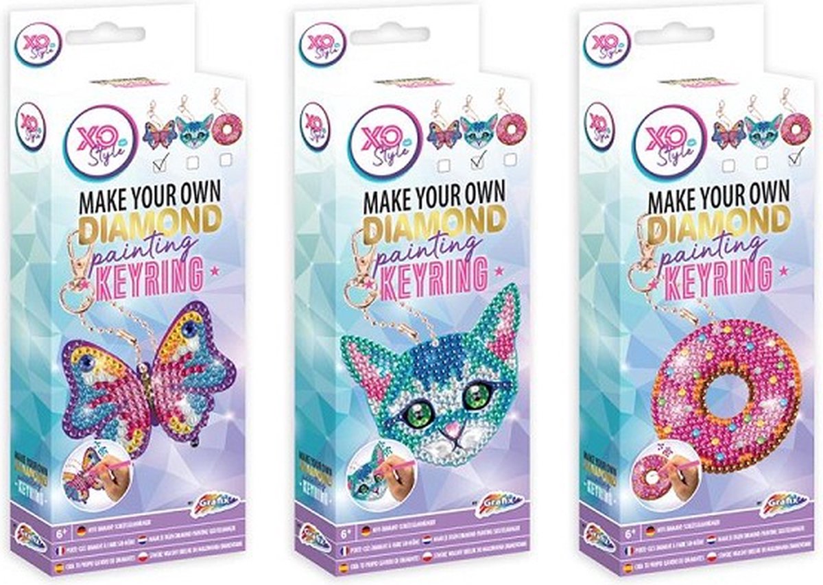 Grafix Diamond Painting sleutelhanger - Sleutelhanger - Hobbypakket - Diamond painting - Cadeau - Verjaardagscadeau - Vlinder - Sleutelhanger kinderen - Dieren sleutelhanger - Creatief - Steentjes plakken - Plakken - Knutselen - Jongens - Meisjes