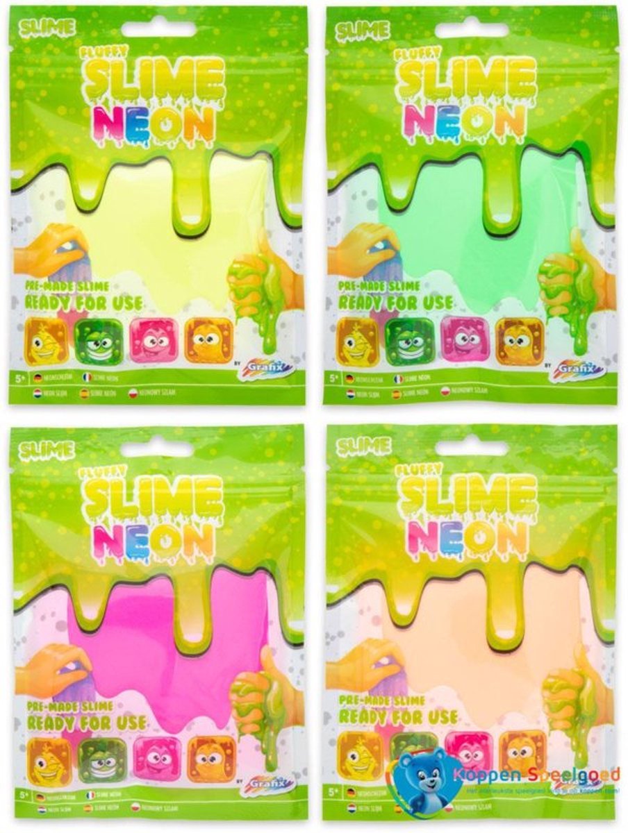 Neon fluffy slijm (1stuk)