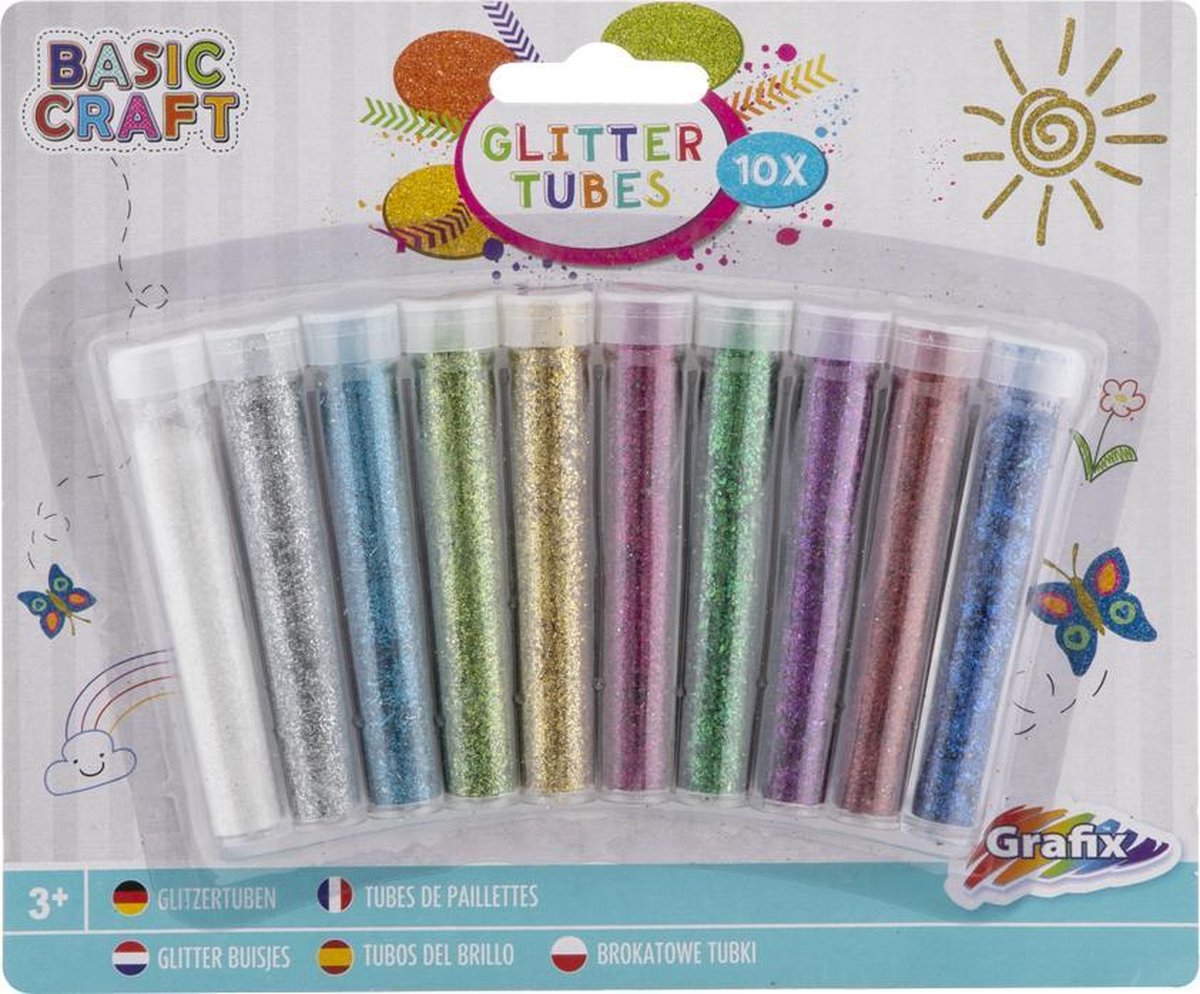 10 buisjes met glitters - Glitters knutsel - Knutselen glitter - Knutselen voor kinderen vanaf 3 jaar - Creatief voor volwassenen -Knutselen meisjes