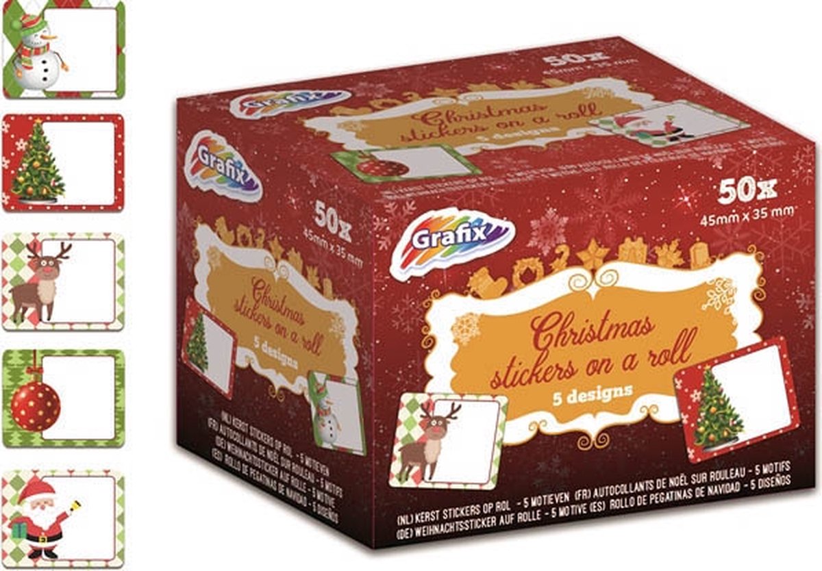   - Kerst - Cadeau stickers - 50 stuks op rol - Kado Stickers - Labelstickers