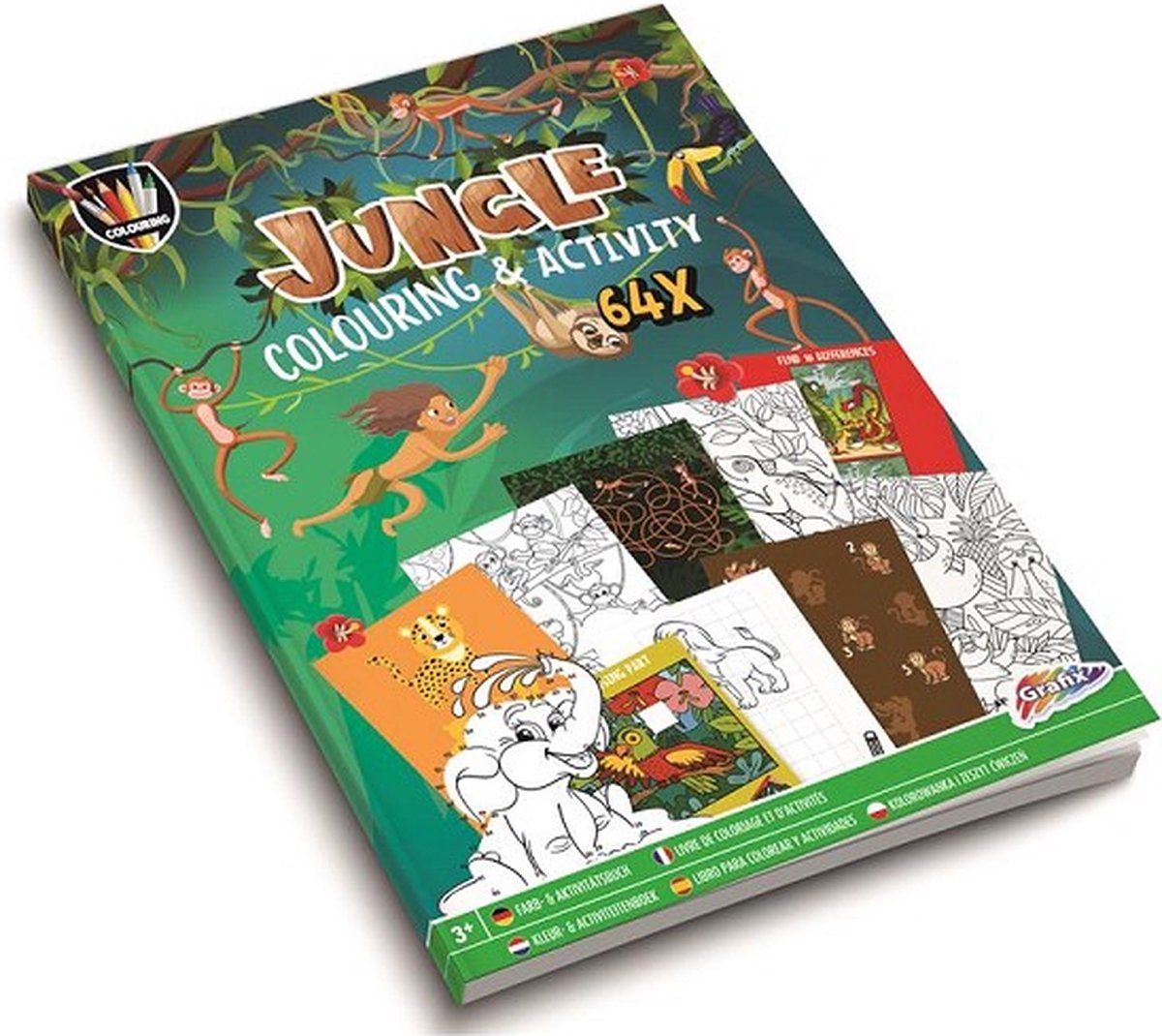 Grafix kleur- en activiteitenboek - Jungle - A4 - 64 paginas - Kleurboek - Kinderen - Cadeau - Activiteiten - Boek  - Meisjes - Jongens