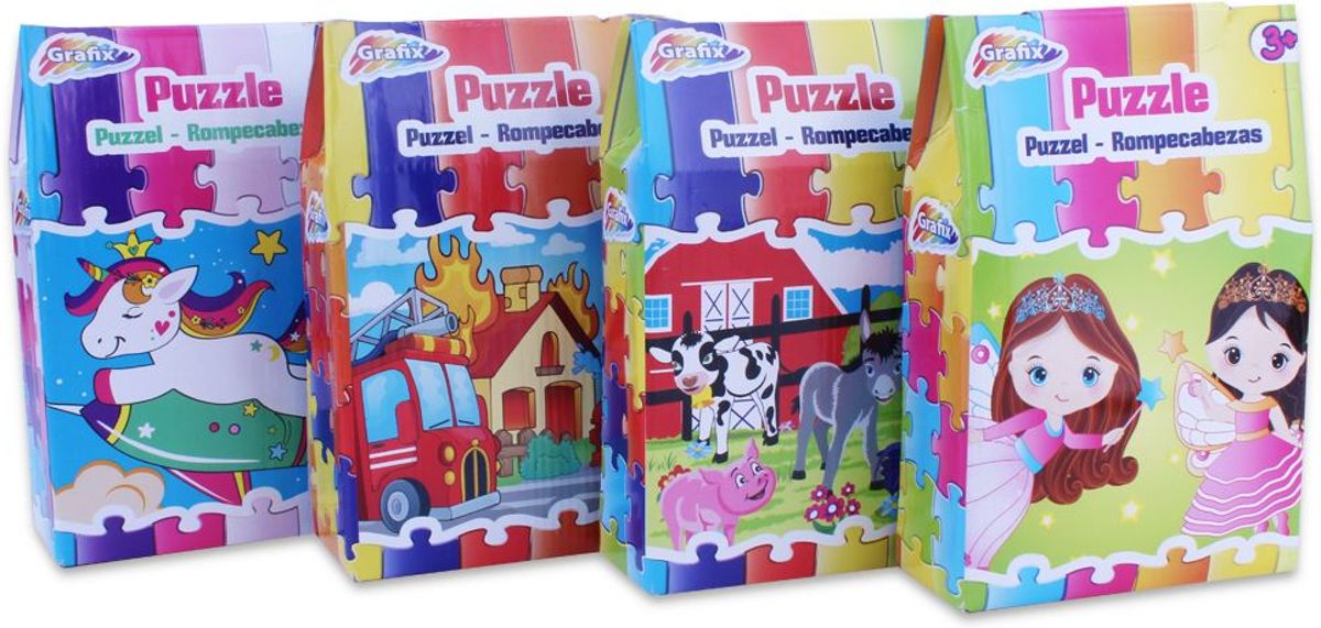 Grafix puzzel voor kinderen - 4 assorti legpuzzels - 30 puzzelstukjes per puzzel - afmeting: 27 X 18 CM