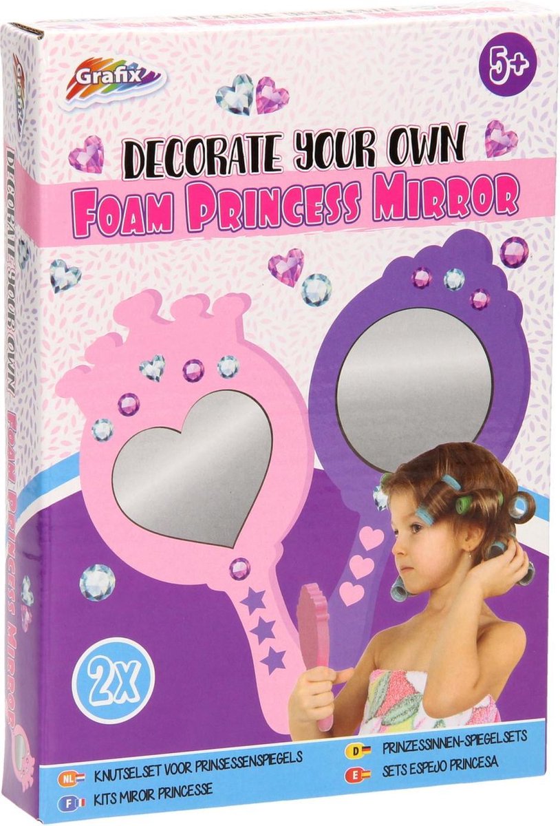 Maak je eigen Foam Prinses Handspiegel, 2st.