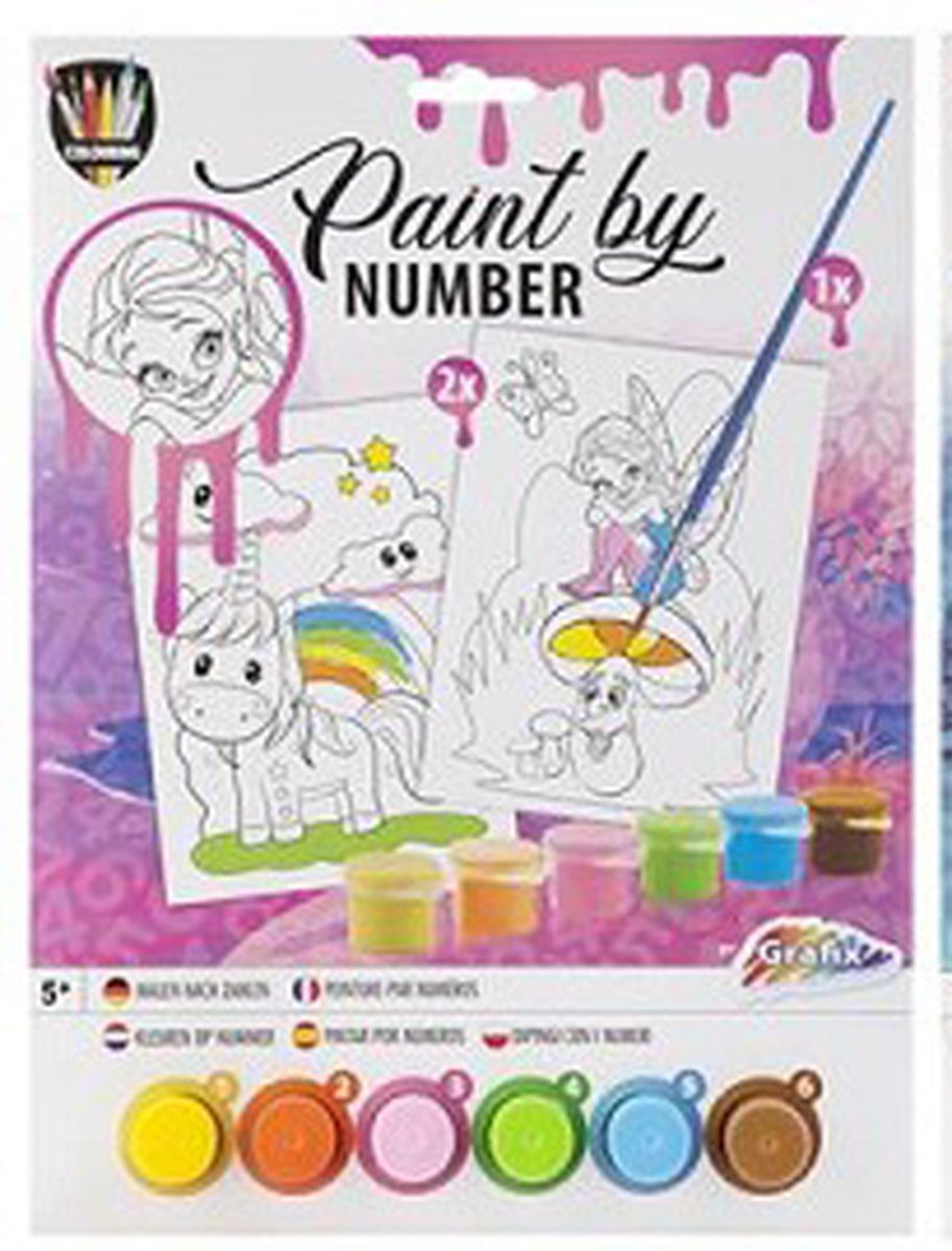 Schilderen op nummer - paint by nummer - kinderen - eenhoorn - feeën