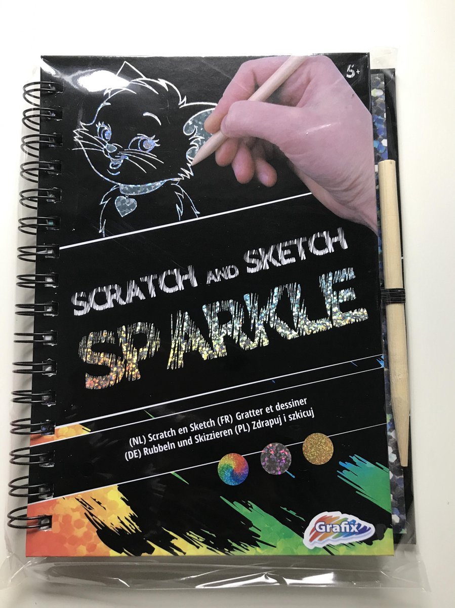 Scratch and Sketch SPARKLE - 1 kraspen  - vanaf 5 jaar - Grafix