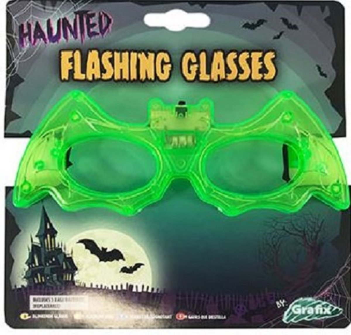 vleermuis bril - met knipperend licht - groen