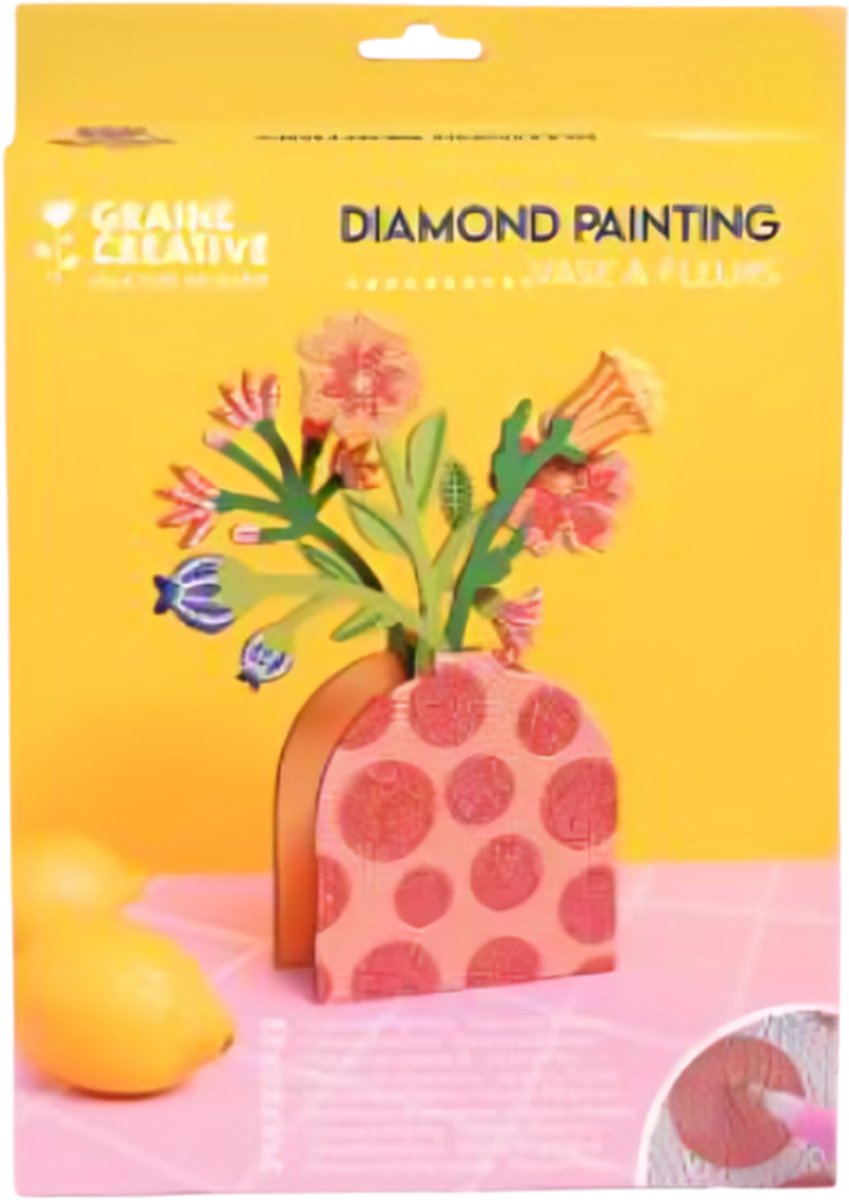 GC Diamond Painting Set Bloemen en Vaas 19,5 x 24,5 x 5 cm Rood