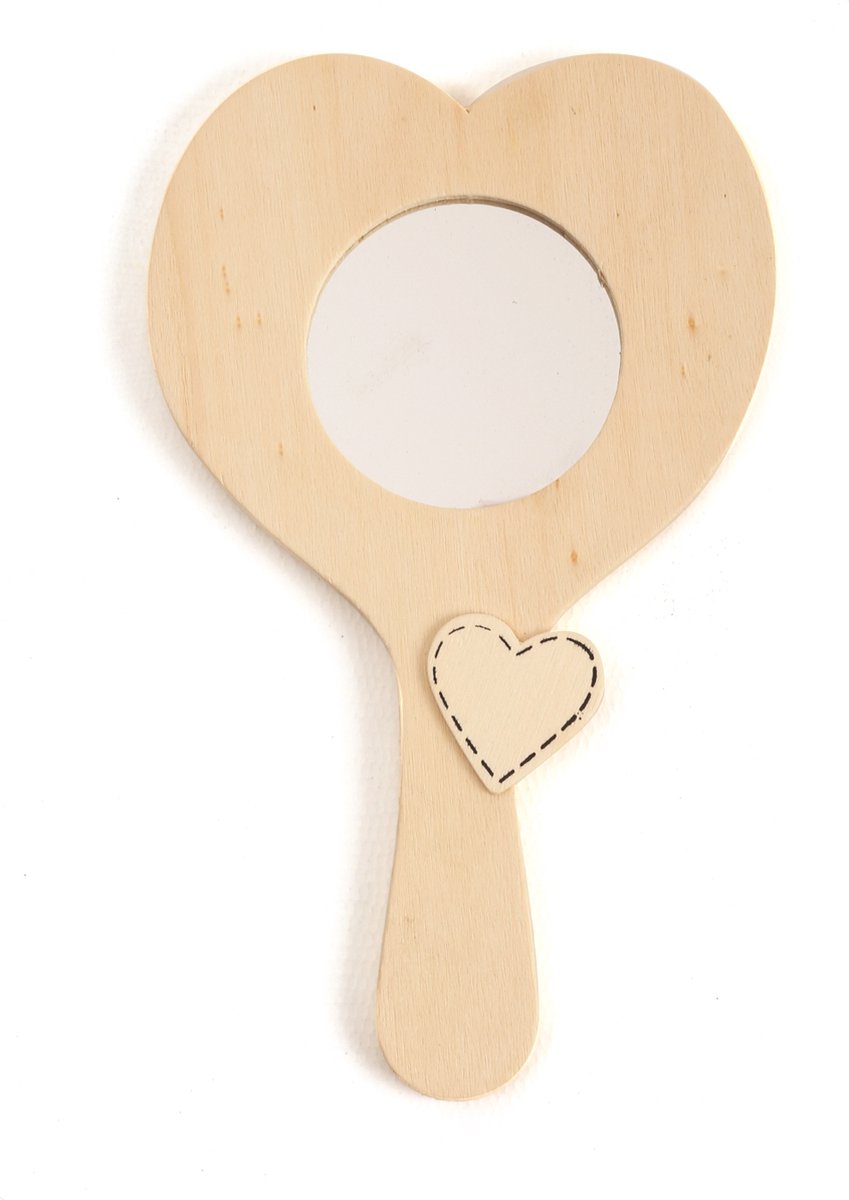 GC Houten Handspiegel Hart 10,5x18 cm