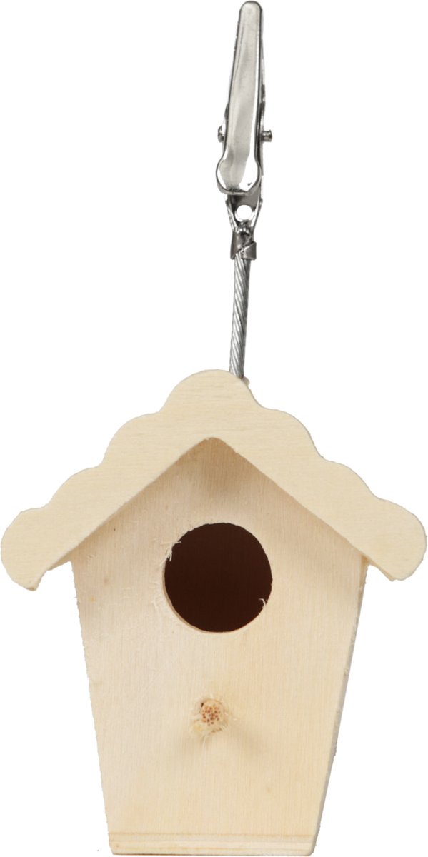 GC Houten Memoclip Fotohouder Vogelhuisje 5x4x10,5 cm