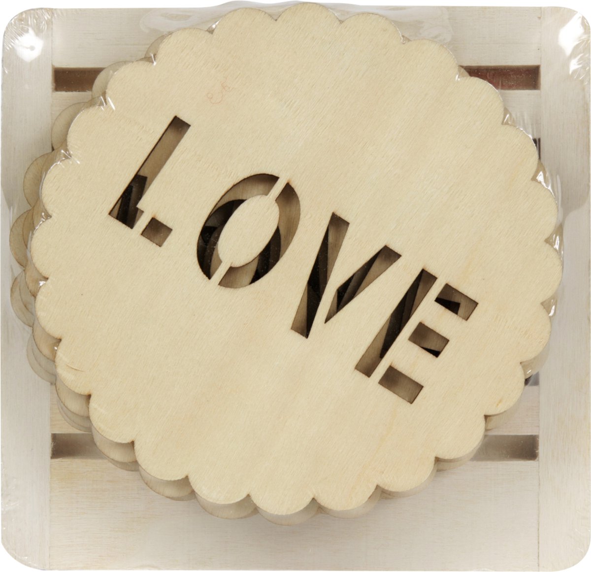 GC Houten Ronde Onderzetters Love 15 cm 6 stuks