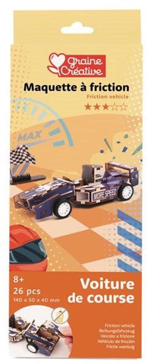Graine Creative 3D puzzel raceauto houten speelgoed modelbouw.