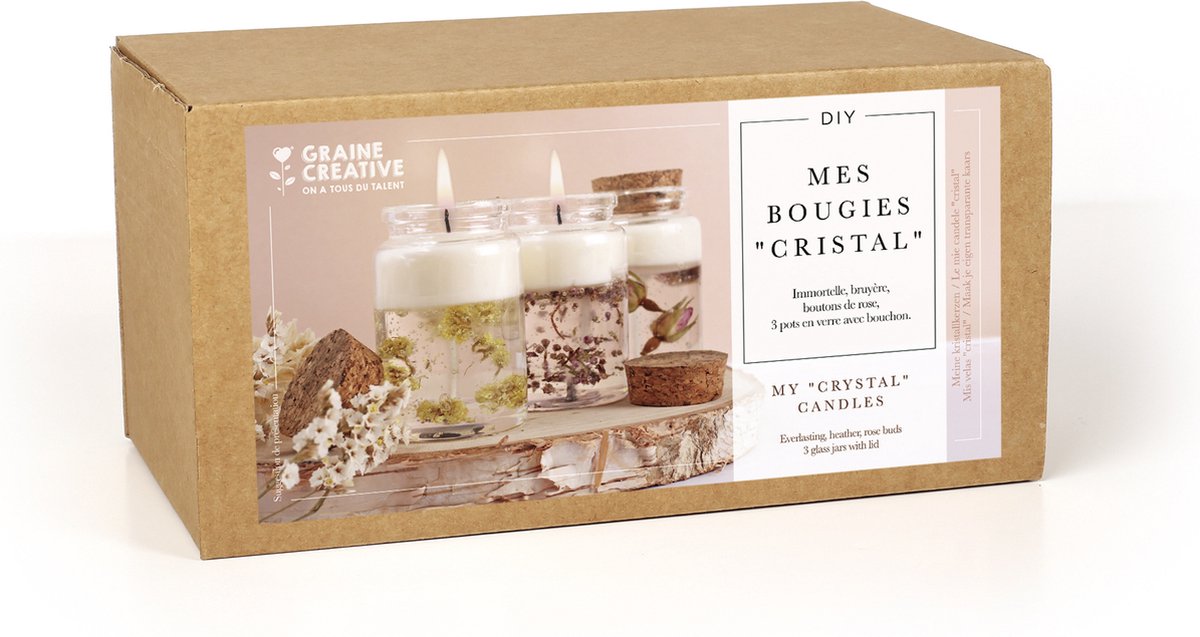 Graine Creative DIY Kaarsen Maken Set - Kristalkaarsen met Droogbloemen.