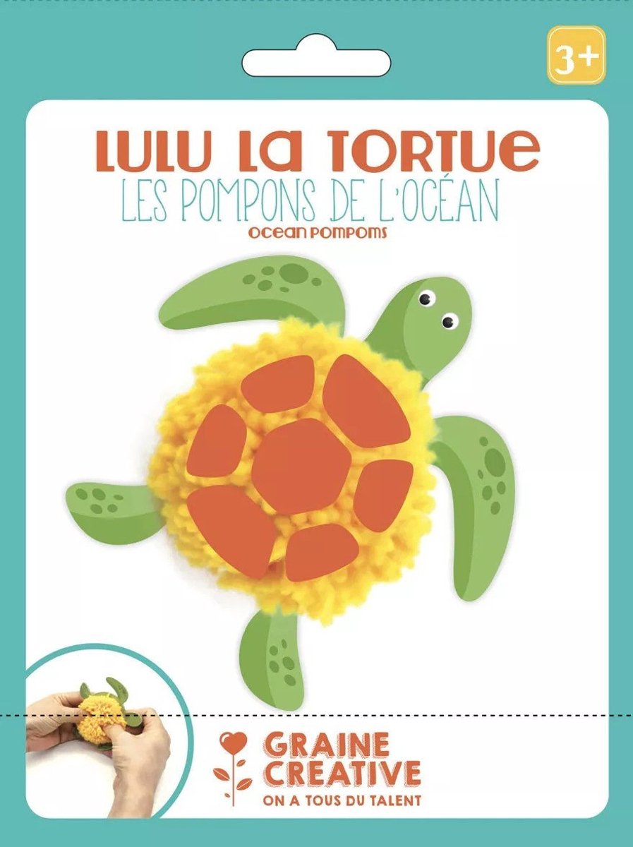 Graine Creative Pompon Schildpad DIY knutselset - kleurrijk speelgoed.