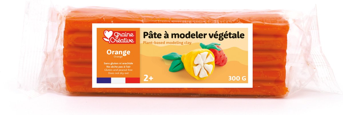 Graine Creative boetseerklei plantaardig 300gr oranje - herbruikbare klei.