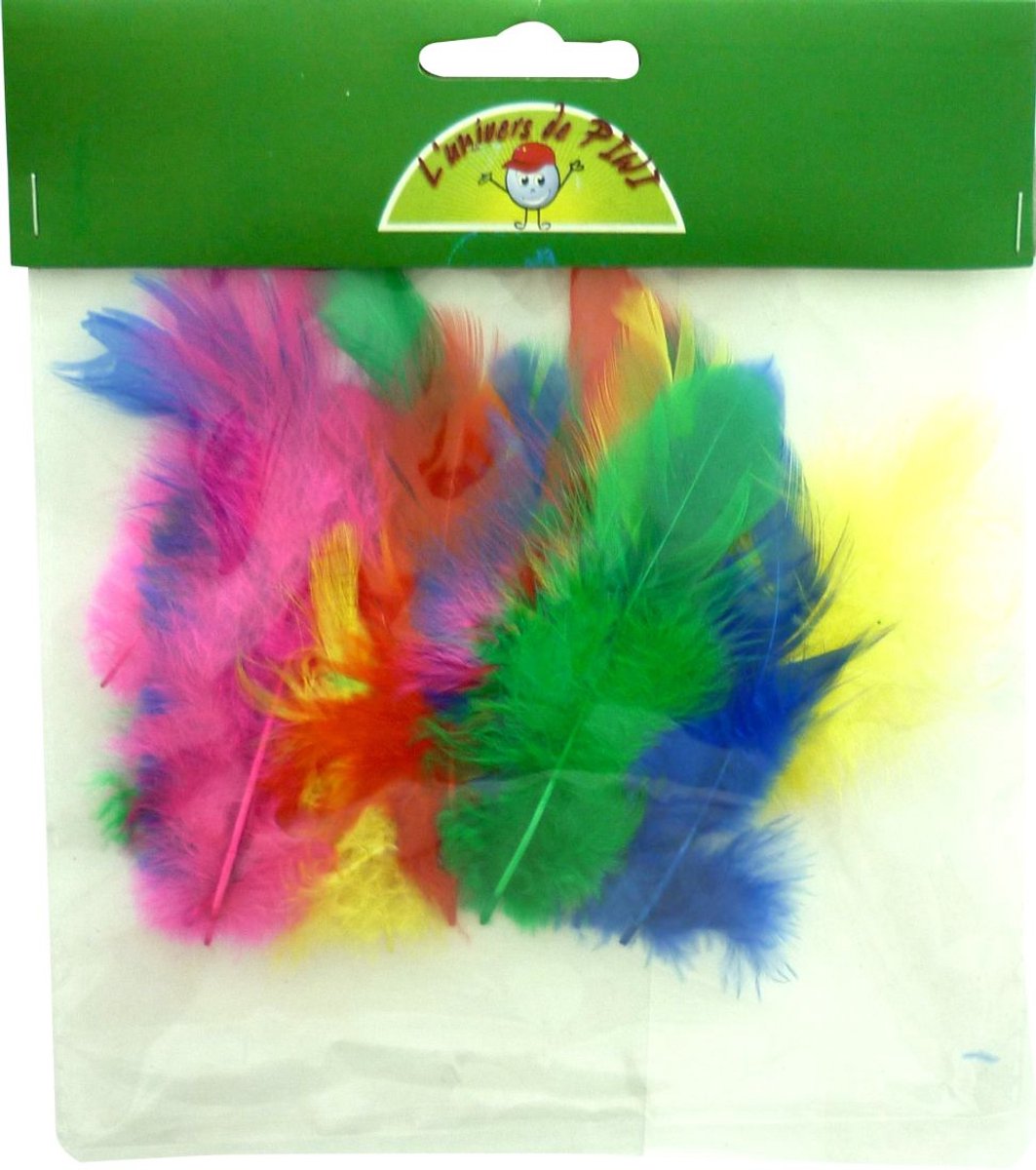 Pluimen haan 7cm P/20 helle kleuren mix