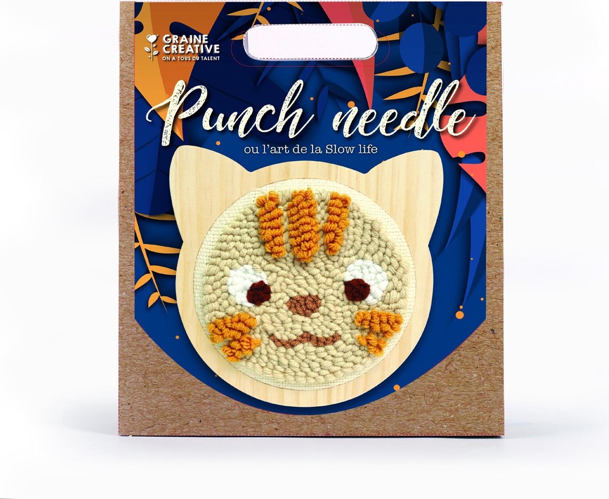 DIY-Kit Punch Needle Set - kat, 15 x 15 cm