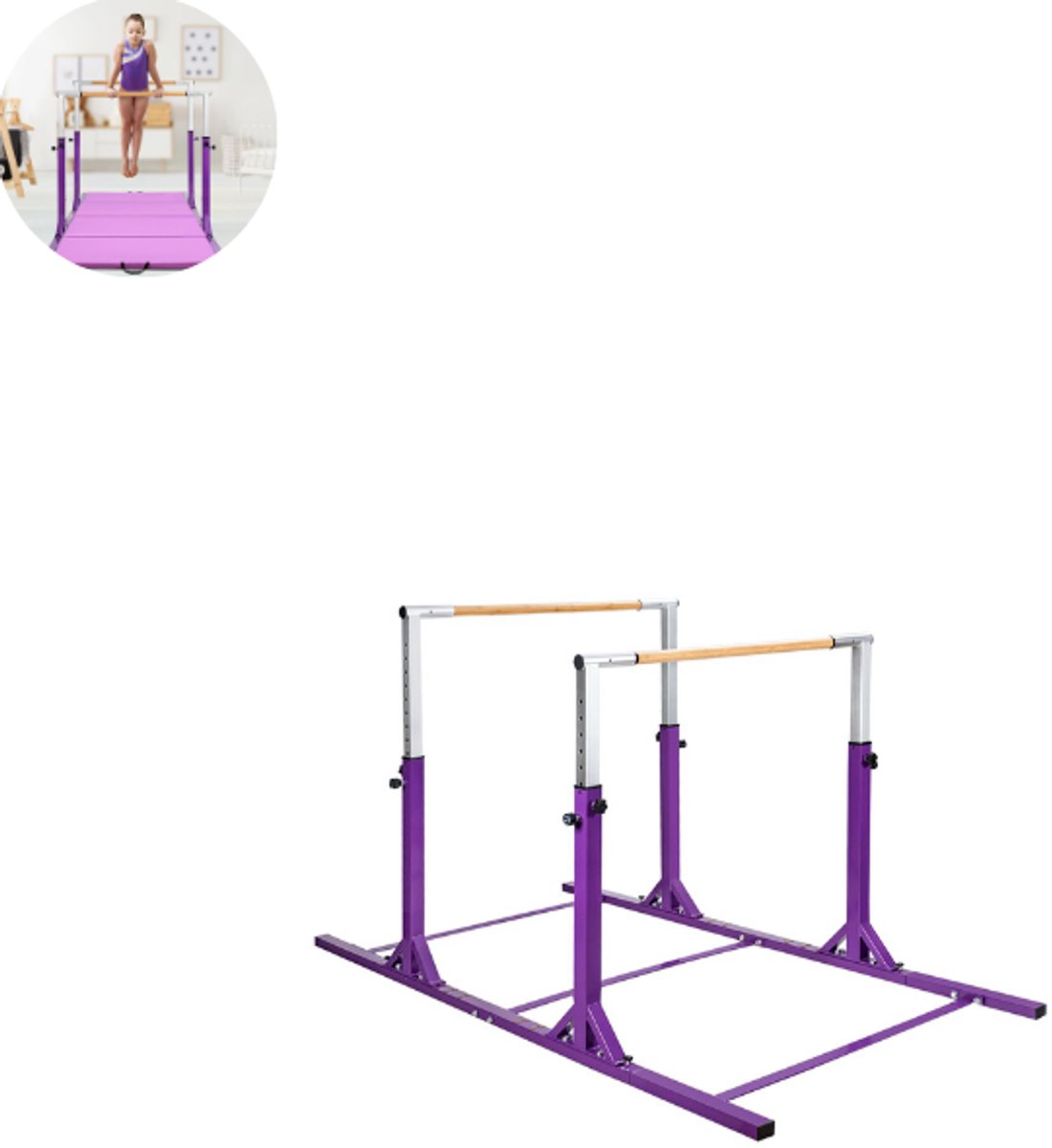   - Rekstok - Duikelrek - Turnrek - Klimboog - Verstelbaar in 11 hoogtes - Peuter en Kinderen- Verstelbaar - Paars