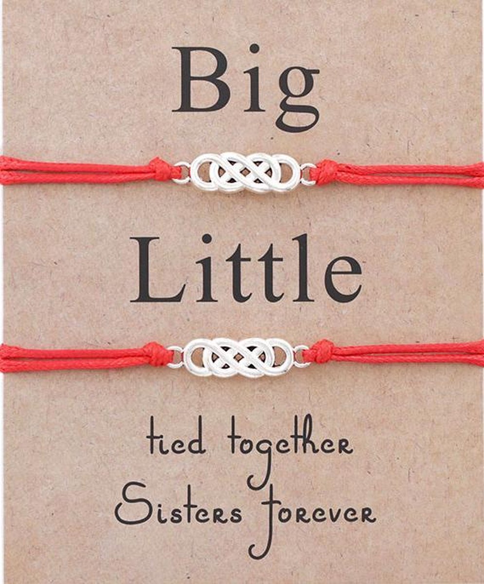 Vriendschaparmband - sister armband - 2 stuks - vrienden - BFF - rood - one size - hanger infinity