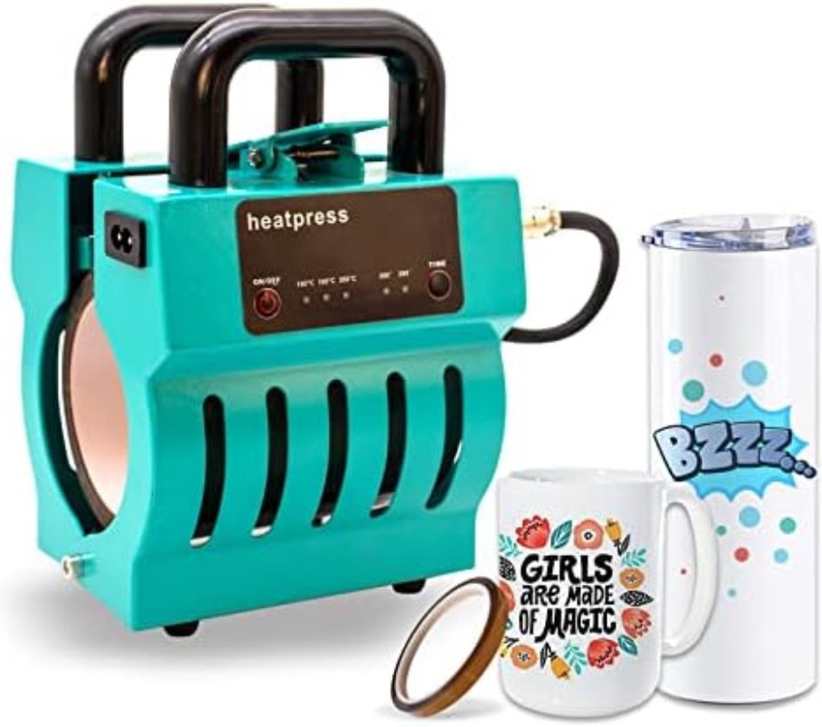Gratyfied - Draagbare Hittepers - Temperatuur- en tijdregeling - Transferpers - Voor Bekers - Inclusief Netsnoer