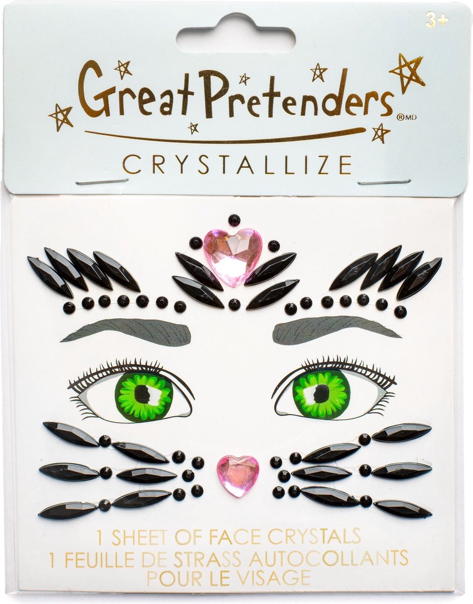 Great Pretenders Verkleden Gezichtsjuwelen Crystals Black Cat