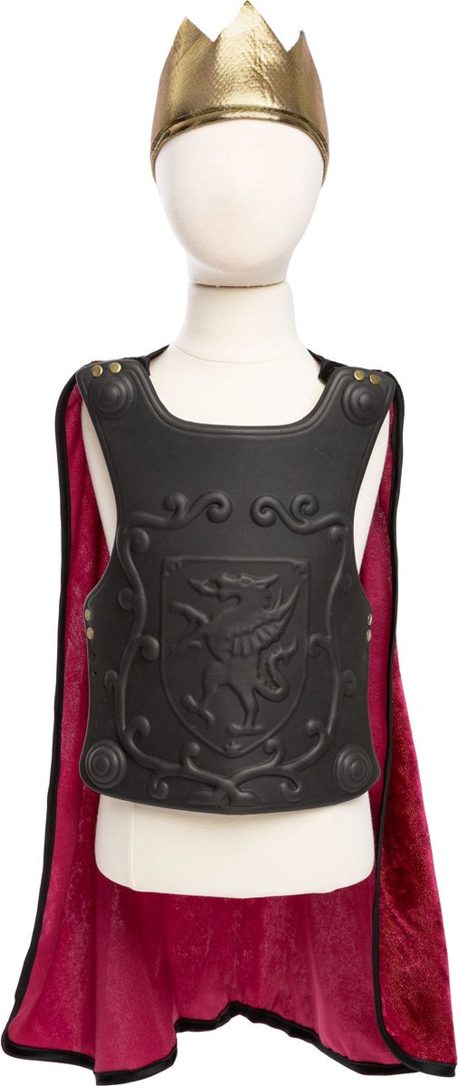 Great Pretenders Verkleedkledij Ridder cape met borstplaat en kroon - Multi - Maat 5-6 jaar