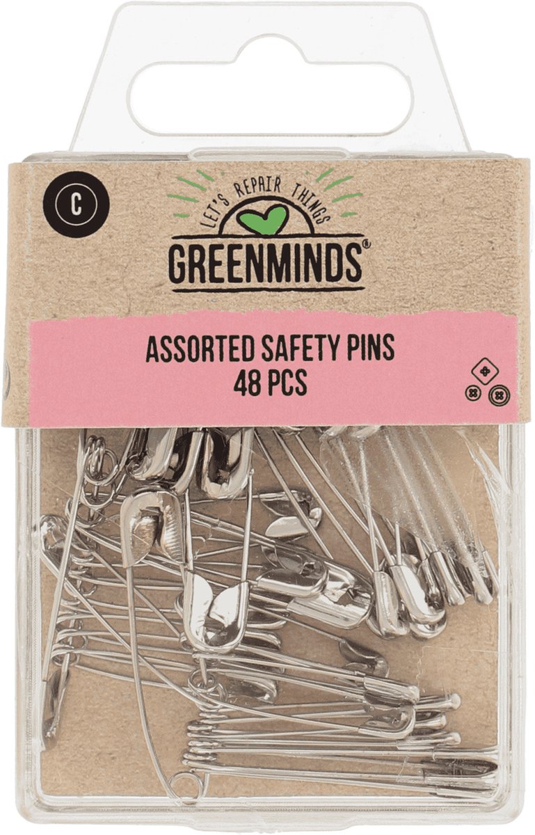 Greenminds rvs veiligheidsspeldjes - 48 spelden - veiligheidsspelden - nikkel - zilver - 2-3 cm