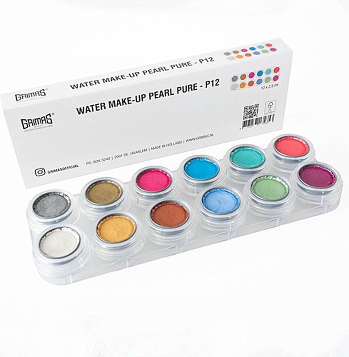 Grimas - P12 WATER PEARL PURE PALETTE - 12 kleuren - glanzend