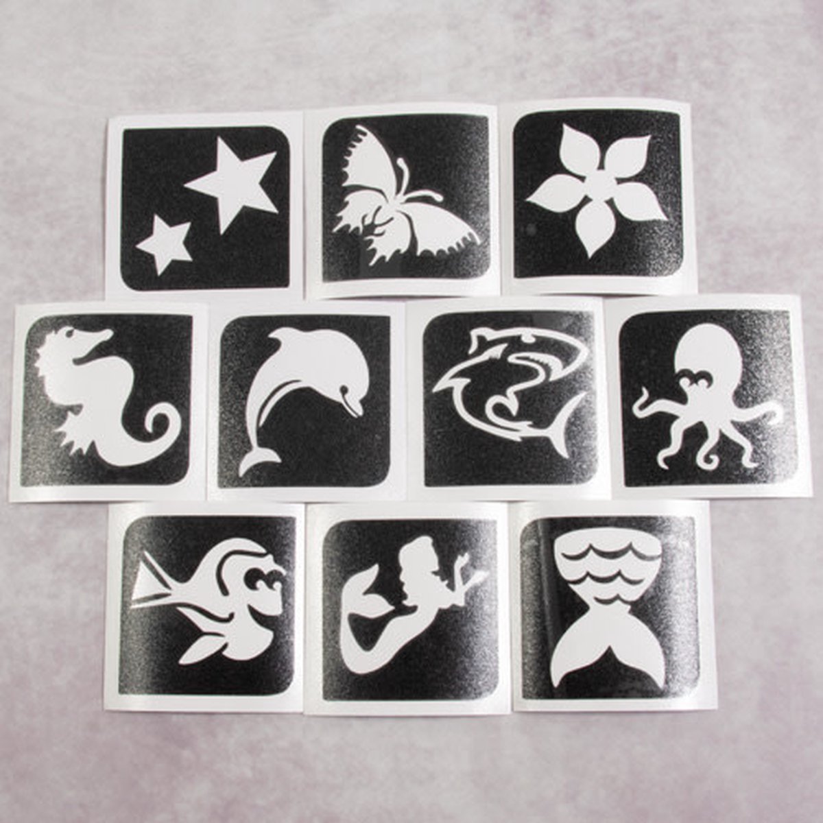 Temporary tattoo stencil set/ sjablonen glitter tattoos Prinses