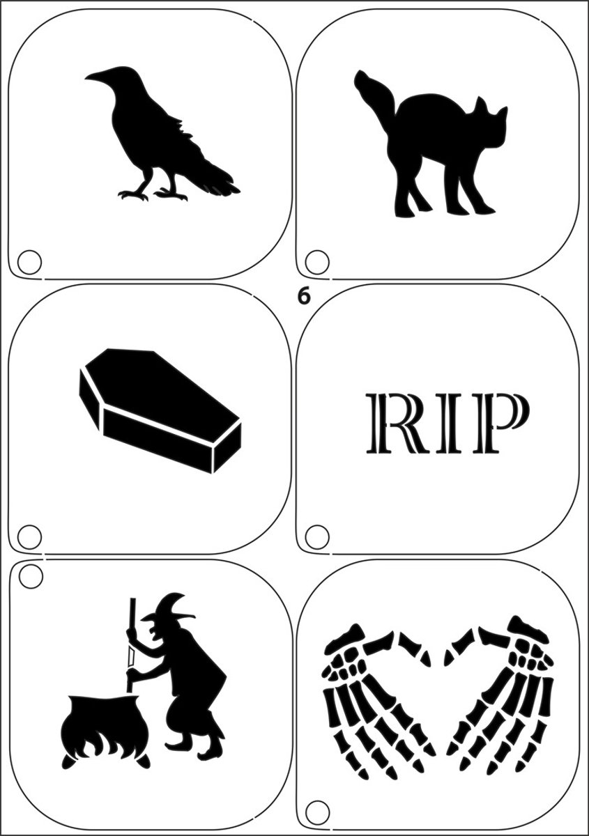 schminksjablonen - halloween / RIP - 6 assorti