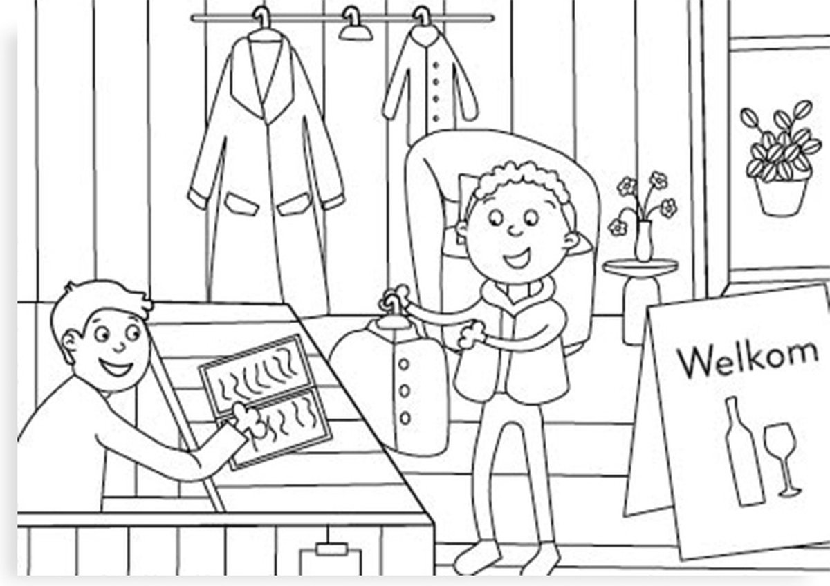 Inkleurkaarten 5x “Restaurant”