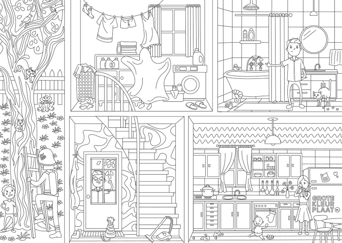 Mega Grote Kleurplaat 120x85cm - Kleuter- Thema Poppenhuis 3+