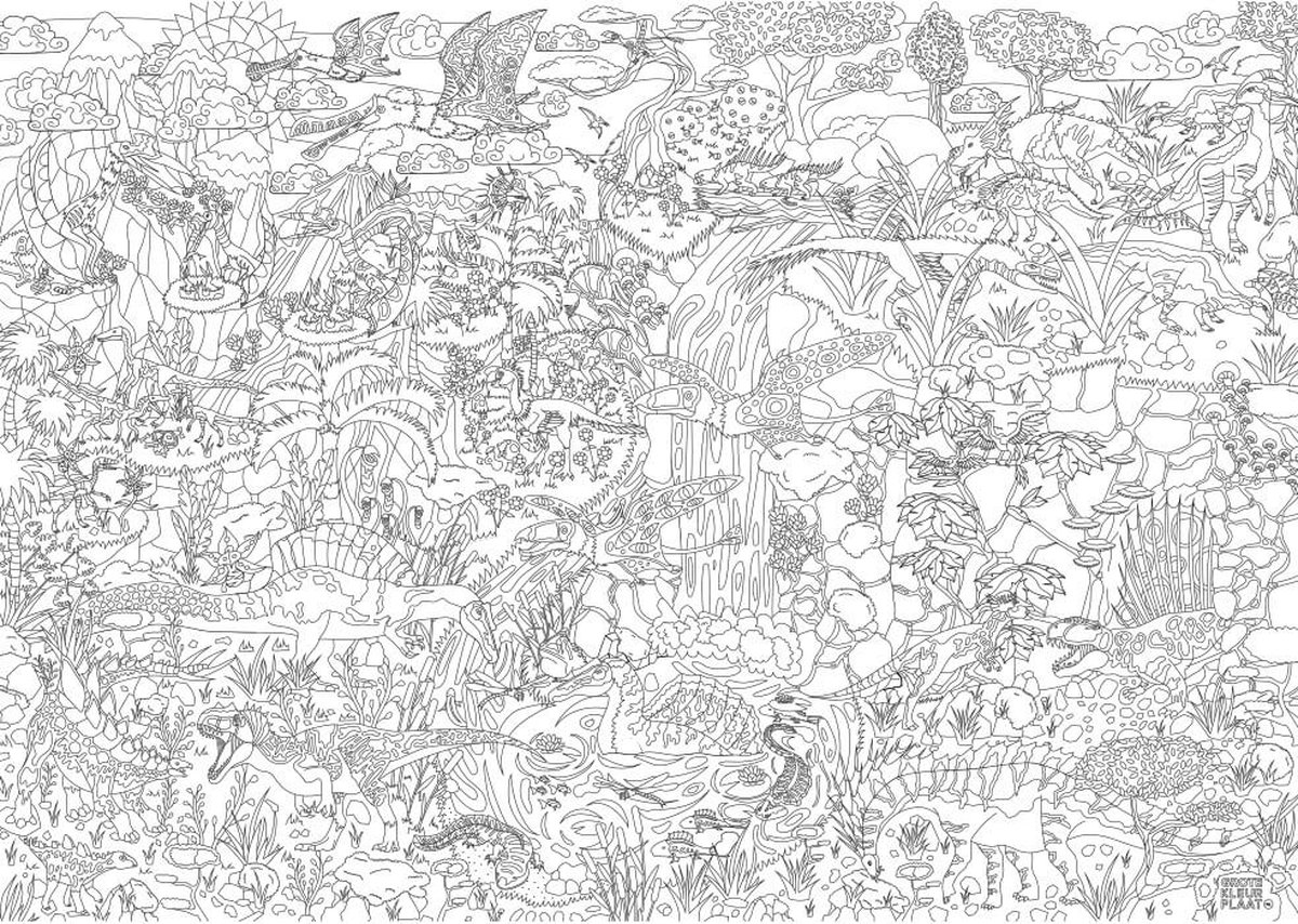 Mega Grote Kleurplaat 120x85cm - Thema Dinoland
