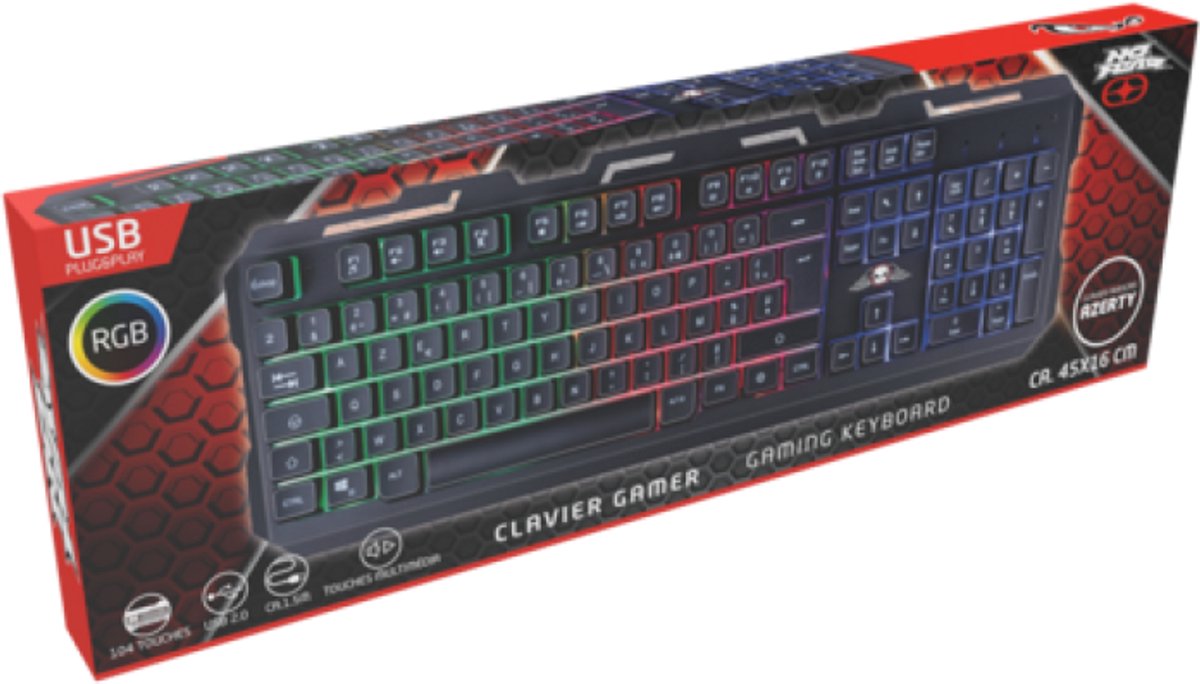 No Fear Gaming - Toetsenbord - AZERTY Layout - RGB Verlichting Aanpasbaar - 720 gram Robuust - ABS Duurzaam - Responsief