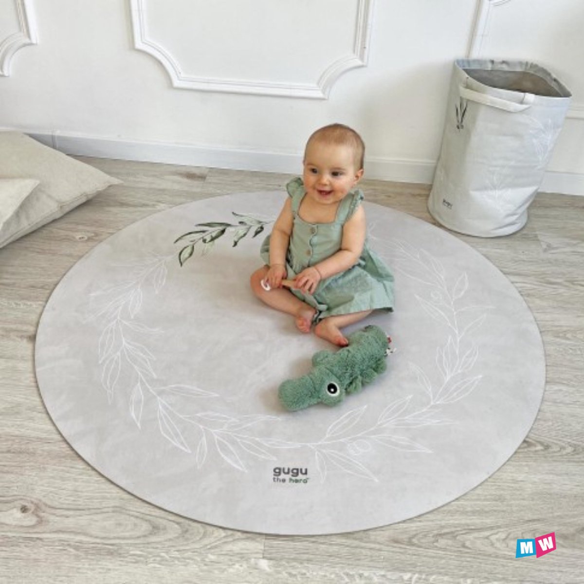 Premium Speelmat Olive Garden Rond 120cm - Veilige Mat voor Peuters - Kinderkamer Mat - Decoratie voor de Kinderkamer - EU-Product