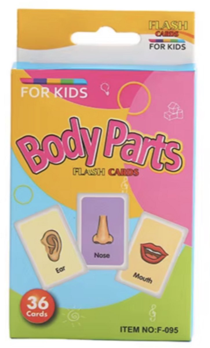 Flash Cards voor Kinderen – Lichaamsdelen (36 kaarten) - 36 kleurrijke flashcards - Educatief & visueel - Stimuleert ontwikkeling - interactief - lichaamsdelen