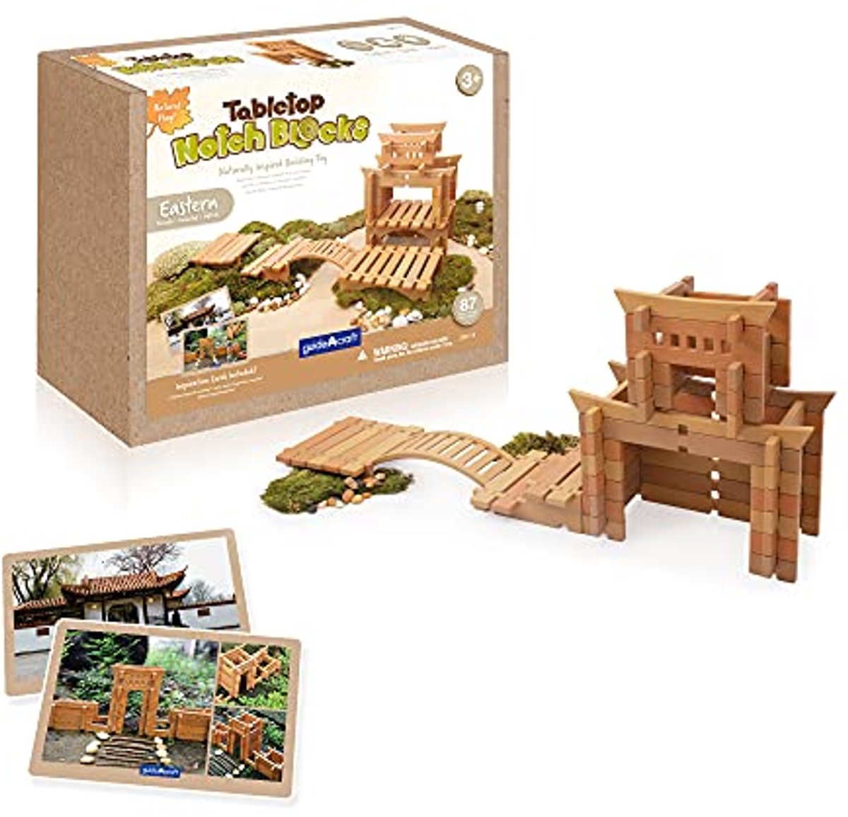 Guidecraft bouwblokken speelgoed - Tabletop Notch Blocks Eastern set 87-delig.