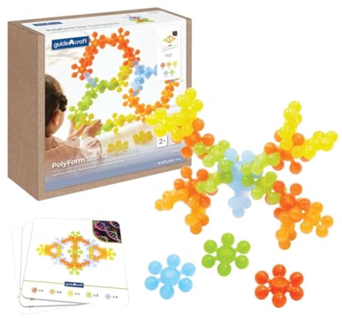 Guidecraft bouwspeelgoed PolyForm Star Connectors - 35 stuks kleurrijk.