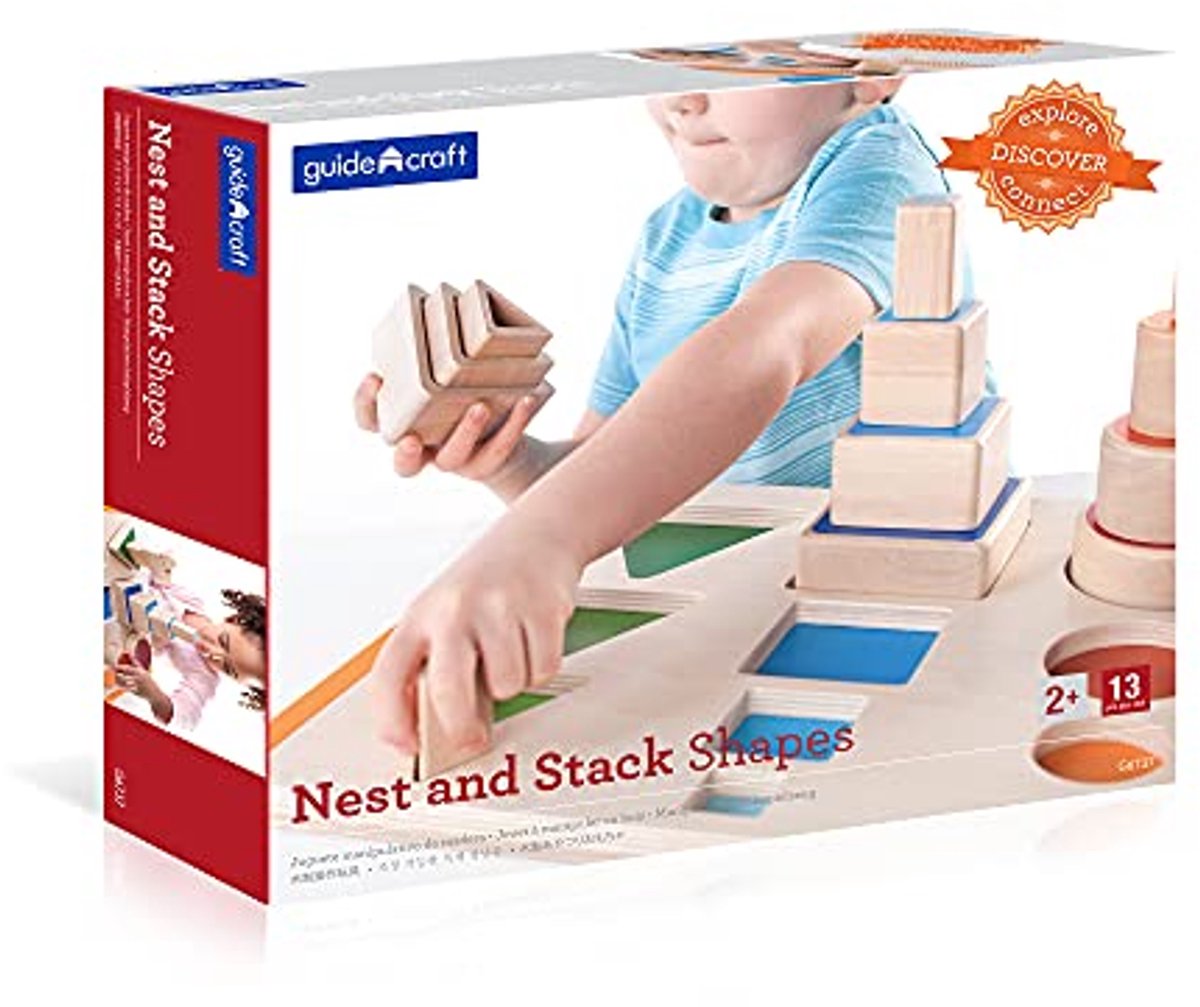 Guidecraft educatief speelgoed nest- en stapelvormen multicolor karton.