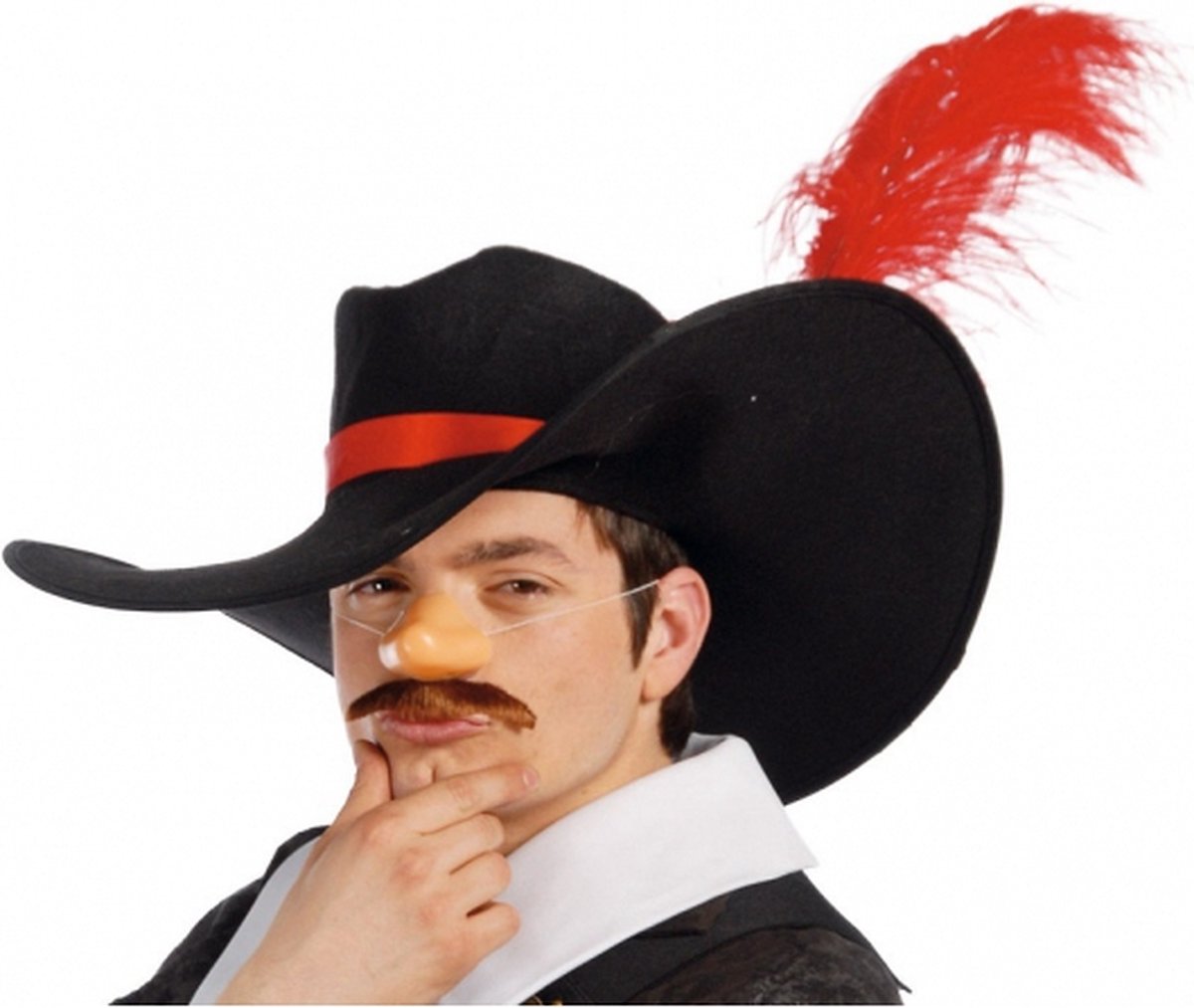 Fiestas Piraten kapitein verkleed hoed - zwart - met veer - volwassenen